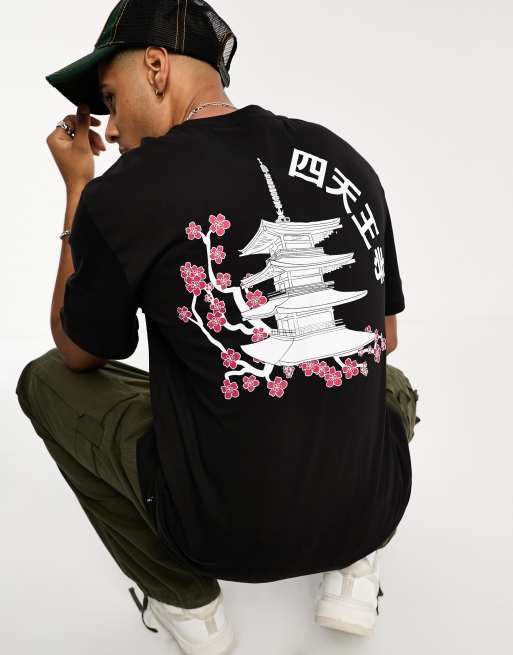Only & Sons - Oversized T-shirt met tempelprint op de achterkant in zwart