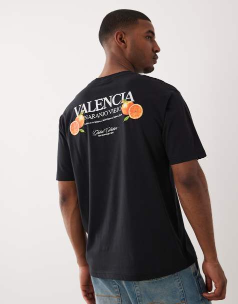 ONLY & SONS - Oversized T-shirt met Valencia-print op de achterkant in zwart - view 1