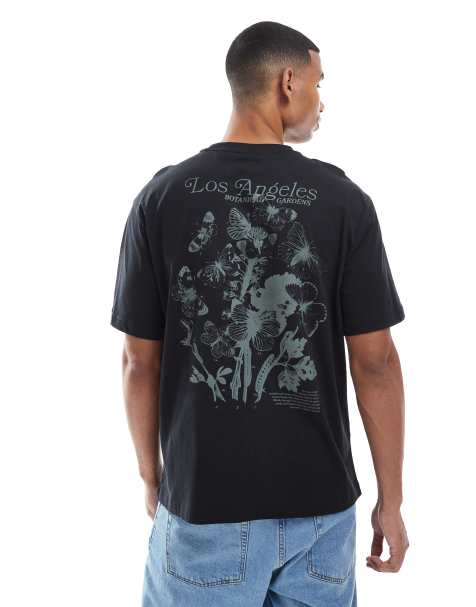 ONLY & SONS - Oversized T-shirt met vlinderprint op de achterkant in zwart - view 1