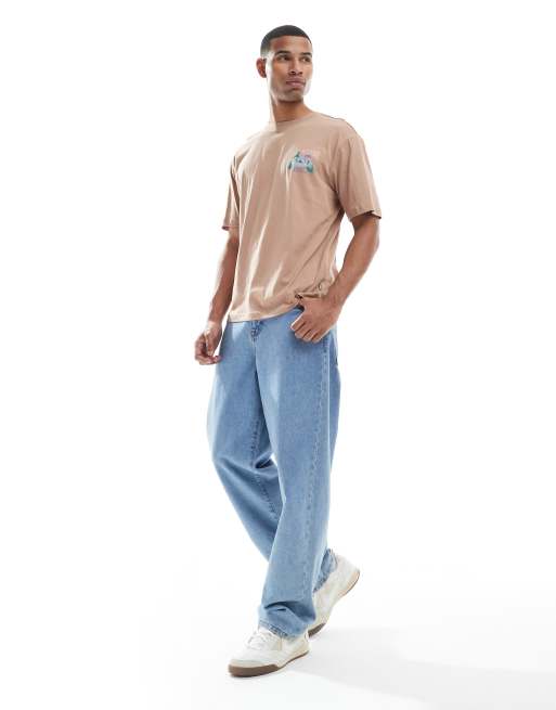 Only & Sons - Oversized T-shirt met Yellowstone-print op de achterkant in lichtbruin, 2 van 4