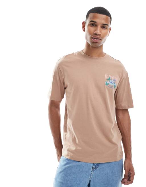 Only & Sons - Oversized T-shirt met Yellowstone-print op de achterkant in lichtbruin, 3 van 4