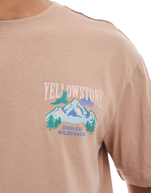 Only & Sons - Oversized T-shirt met Yellowstone-print op de achterkant in lichtbruin, 4 van 4