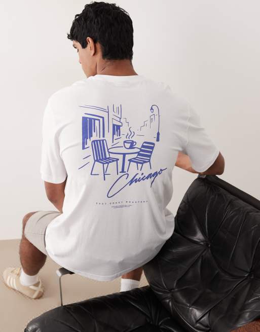 ONLY & SONS oversized T-shirt with Chicago back print in white, 5 of 5