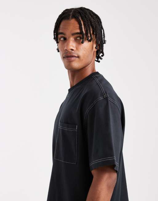 Urban Classics Men's Heavy Oversized T-Shirt - Contrast Stitch Detail, Casual Basic Tee