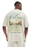 [ONLY & SONS] ONLY & SONS oversized t-shirt with courts back print in beige-Grey XL Moonstruck