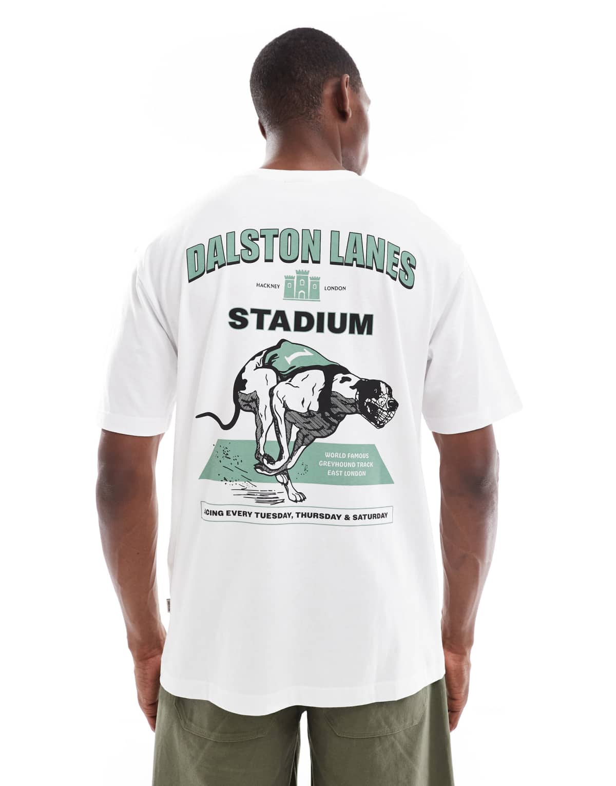ONLY & SONS oversized t-shirt with dalston dogs back print in white