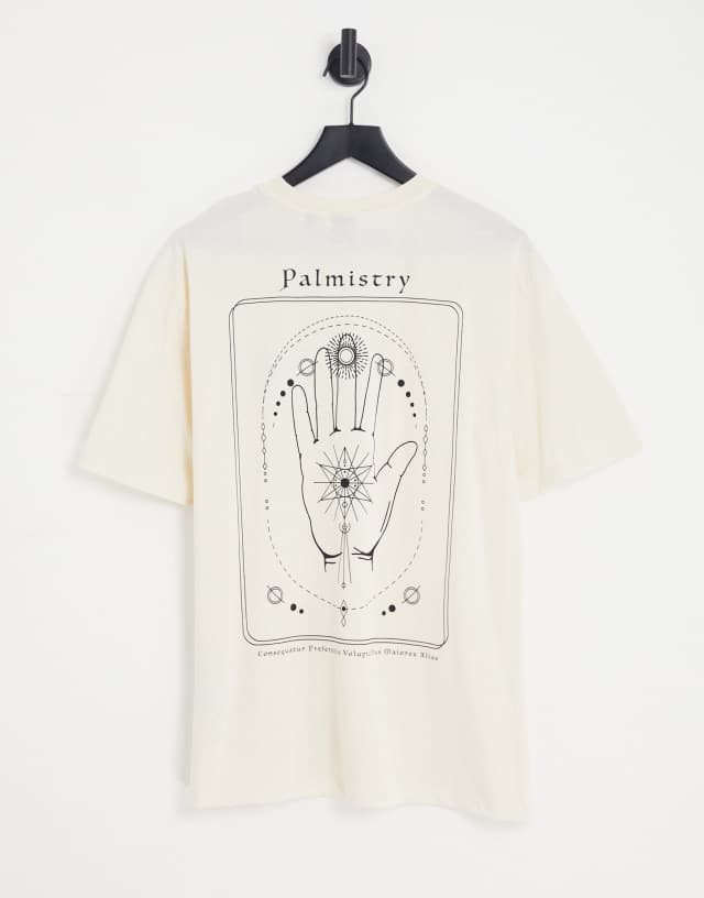 Only & Sons oversized t-shirt with destiny hand back print in white