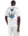[ONLY & SONS] ONLY & SONS oversized t-shirt with devotion back print in white XXS White