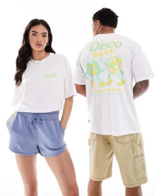 oversized t-shirt with disco back print in white