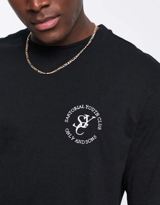 Only & Sons oversized t-shirt with embroidery chest logo in