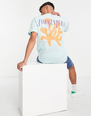 Only & Sons oversized t-shirt with Formentera print in mint