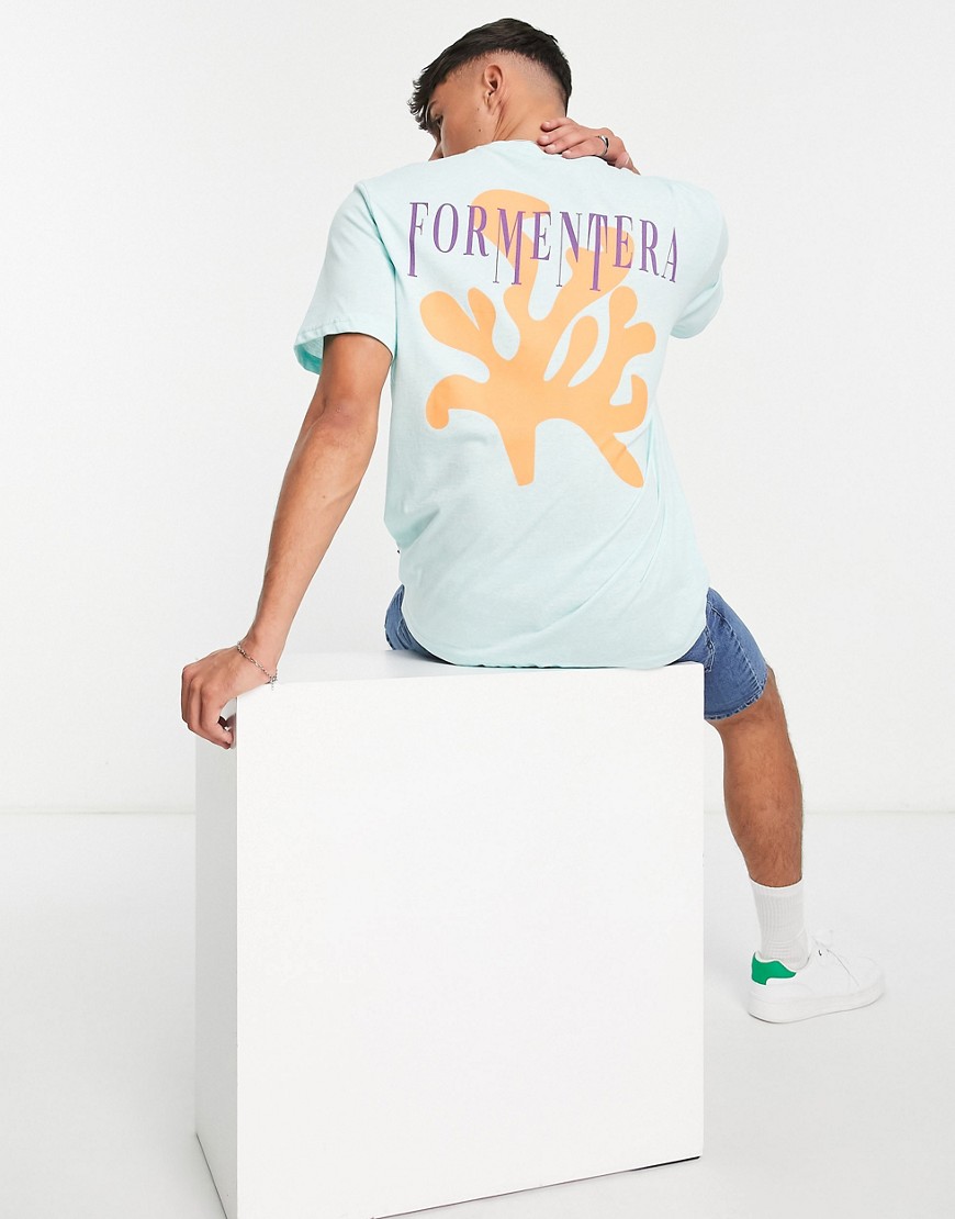 Only & Sons oversized t-shirt with Formentera print in mint-Green