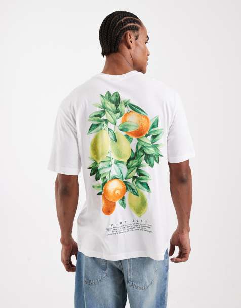 ONLY & SONS oversized t-shirt with fruit back print in white - view 1
