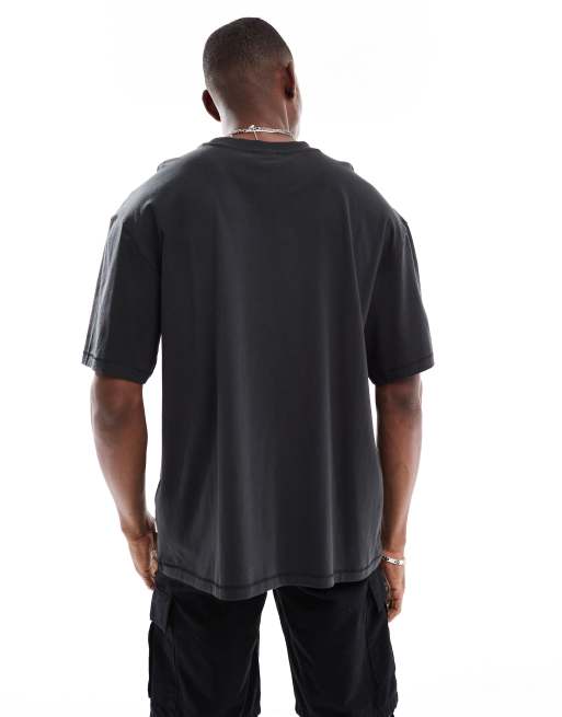 ONLY & SONS oversized t-shirt with hackney print in black