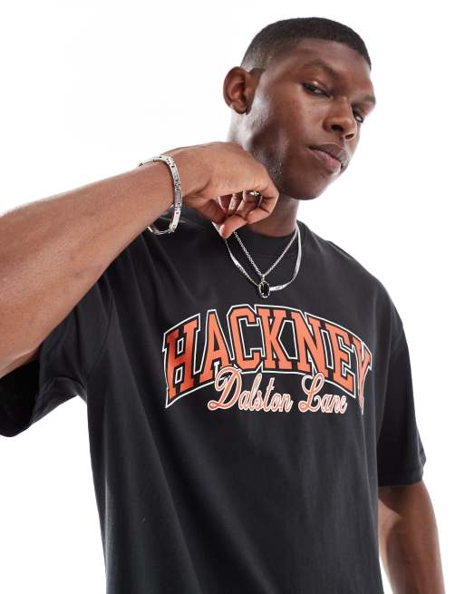 ONLY & SONS oversized t-shirt with hackney print in black