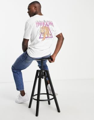 Only & Sons oversized t-shirt with high voltage back print in white - ASOS Price Checker