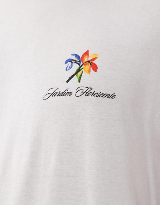 ONLY & SONS oversized t-shirt with Lisboa floral back and chest print in white, 3 of 5