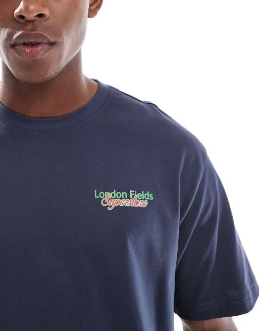 ONLY & SONS oversized t-shirt with london fields back print in dark blue