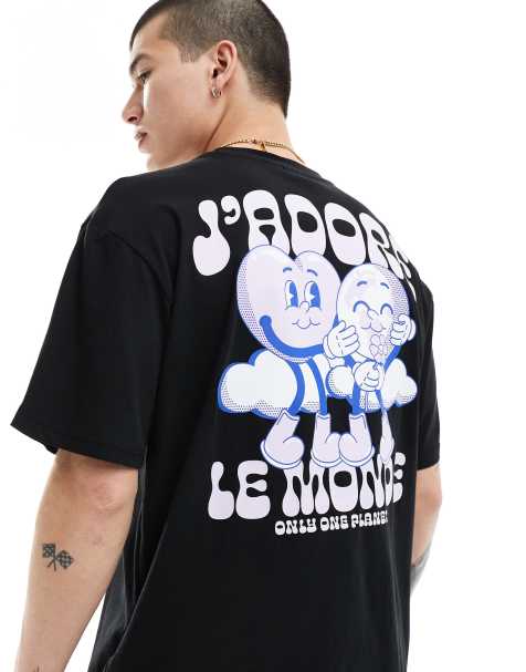 ONLY & SONS oversized t-shirt with love back print in black - view 1