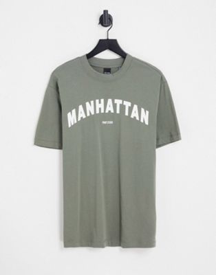 Only & Sons oversized t-shirt with Manhattan print in grey