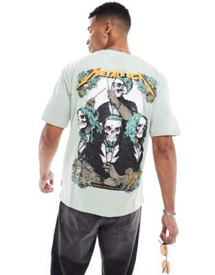Only & Sons Oversized T-shirt With Metallica Back Print In Green