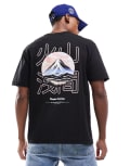 [ONLY & SONS] ONLY & SONS oversized t-shirt with mountain back print in black XS Black