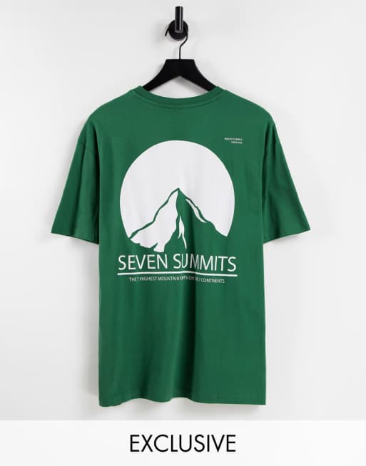 Only & Sons oversized t-shirt with mountain back print in green Exclusive at ASOS