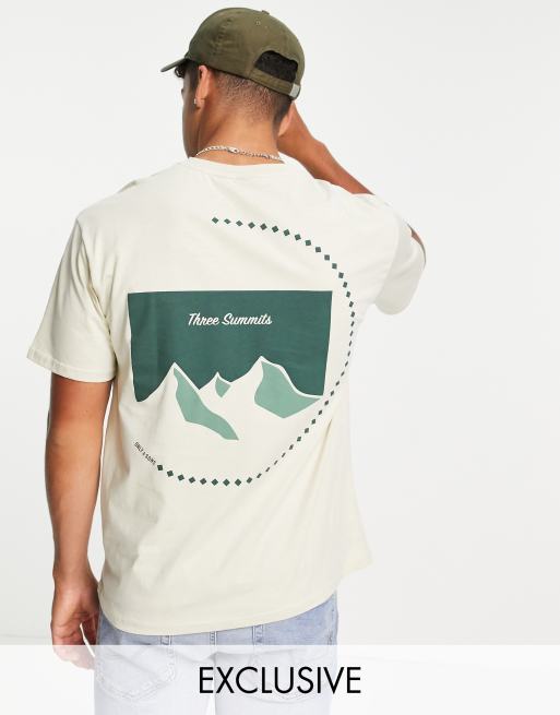 Only & Sons oversized t-shirt with mountain back print in stone ...