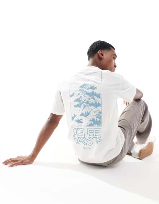 ONLY & SONS oversized T-shirt with mountain back print in white