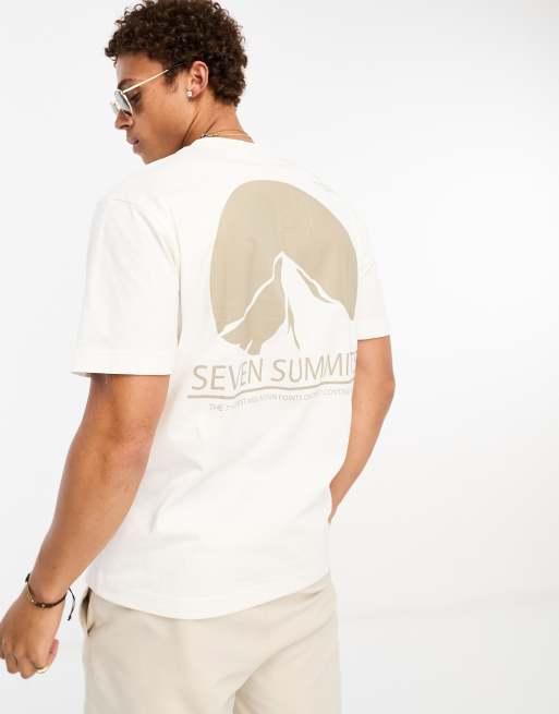 Only Sons oversized T shirt with mountain summit back print in white