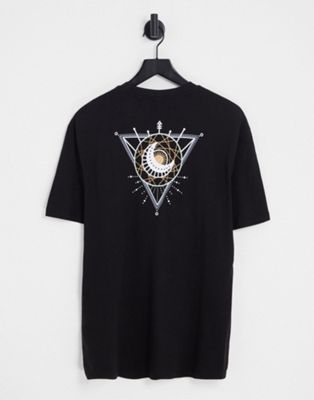 Only & Sons oversized t-shirt with mystic back print in black
