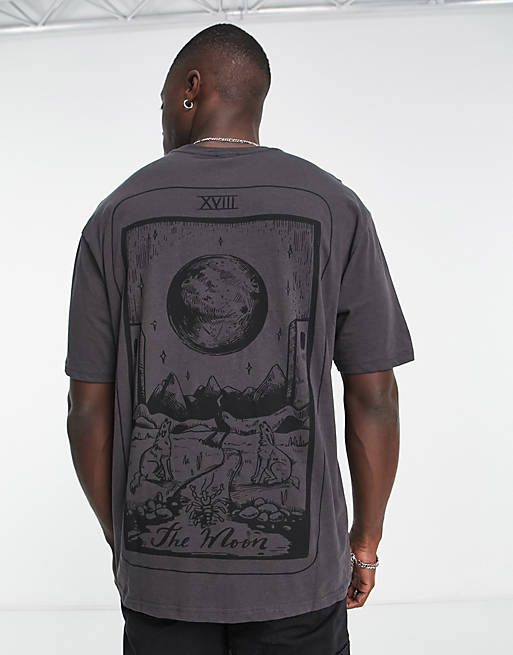 Only & Sons oversized t-shirt with mystic tarrot card back print in ...