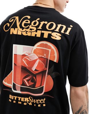 ONLY & SONS oversized t-shirt with negroni back print in black