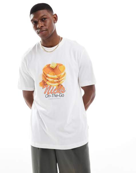 ONLY & SONS oversized t-shirt with pancakes print in white - view 1