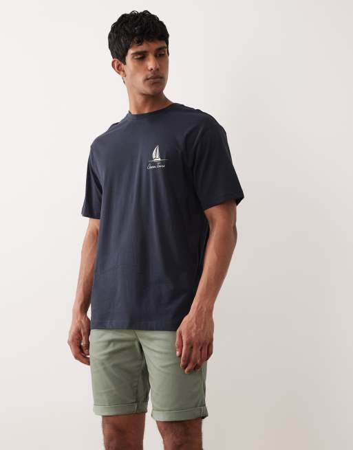 ONLY & SONS oversized t-shirt with Portofino back print in navy , 5 of 5