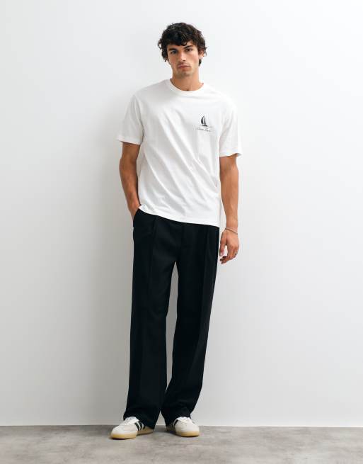 ONLY & SONS oversized t-shirt with Portofino back print in white, 3 of 5