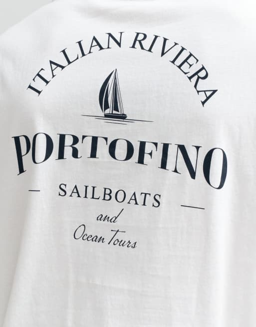 ONLY & SONS oversized t-shirt with Portofino back print in white, 4 of 5