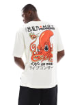 [ONLY & SONS] ONLY & SONS oversized t-shirt with Red Hot Chilli Peppers print in ecru-White M Antique White