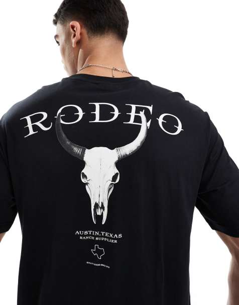 ONLY & SONS oversized t-shirt with rodeo back print in black - view 1