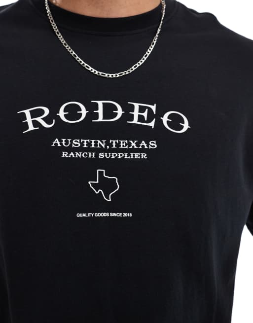 ONLY & SONS oversized t-shirt with rodeo back print in black, 2 of 4