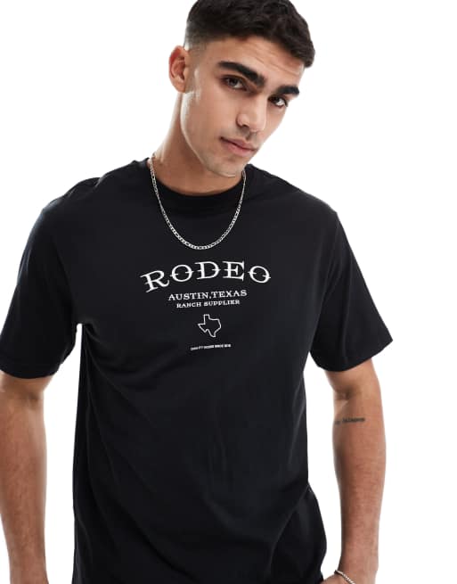 ONLY & SONS oversized t-shirt with rodeo back print in black, 4 of 4
