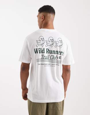 Only & Sons Oversized T-shirt With Runners Front And Back Prints In White