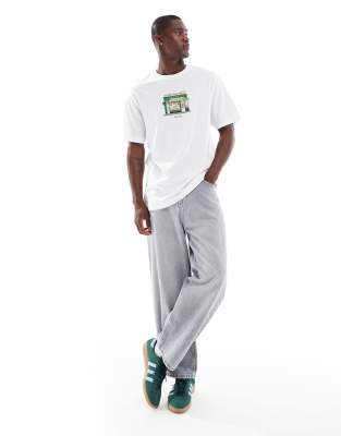 Only & Sons Oversized T-shirt With Shop Print In White