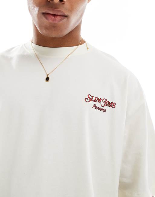ONLY & SONS oversized t-shirt with slim Jims back print in off white