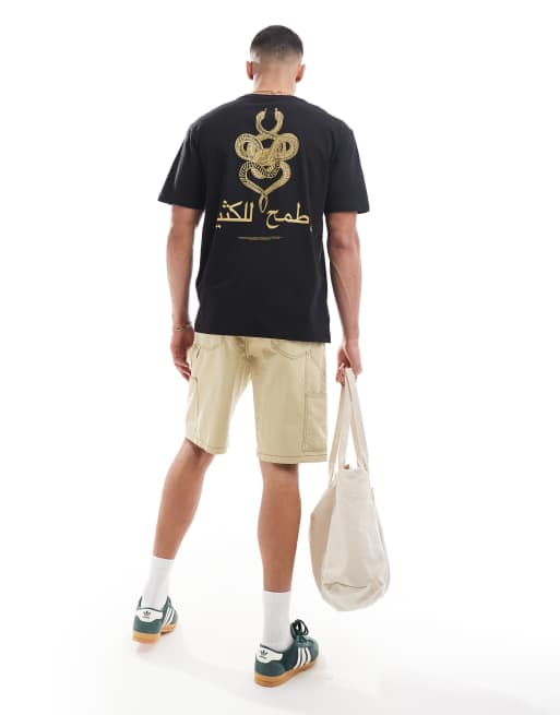 ONLY & SONS oversized t-shirt with snake back print in black