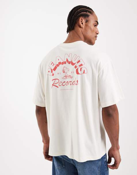 ONLY & SONS oversized t-shirt with Snoopy back print in cream and red - view 1