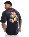 [ONLY & SONS] ONLY & SONS oversized t-shirt with spritz back print in navy XXS Dark Navy