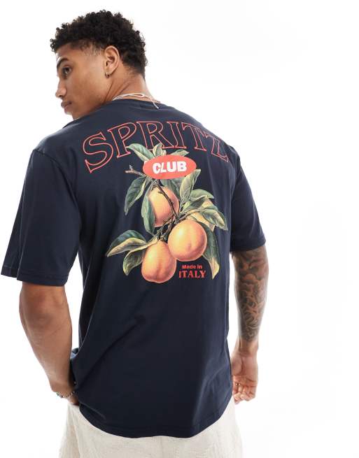 ONLY & SONS oversized T-shirt with spritz back print in navy