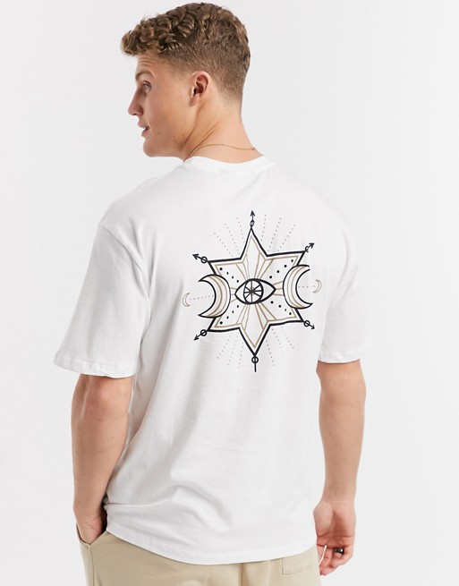 Only & Sons oversized t-shirt with star back print in white
