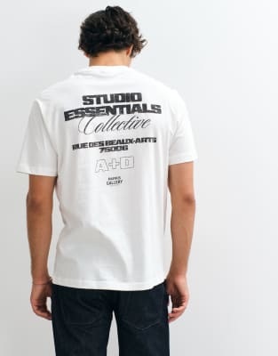 Only & Sons Oversized T-shirt With Studio Essentials Back And Chest Print In White